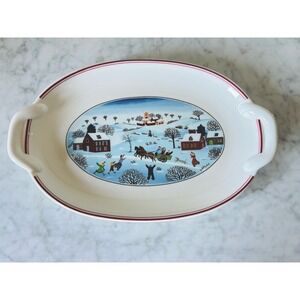 Villeroy & Boch Naif Christmas Serving Dish w Handles Winter Village Luxembourg